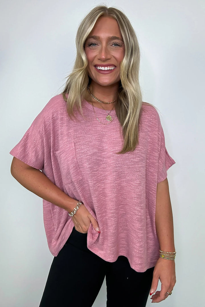Zen Light Knit Pocket Tee (Light Rose)
