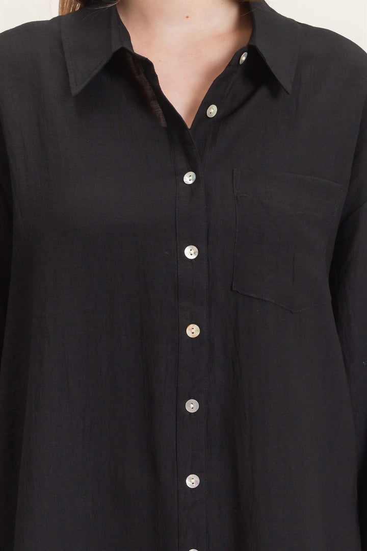 HYFVE Crinkled Button Down Shirt (Black)