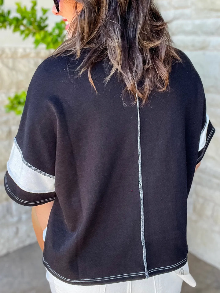 Zen French Terry Colour Block Tee (Black)