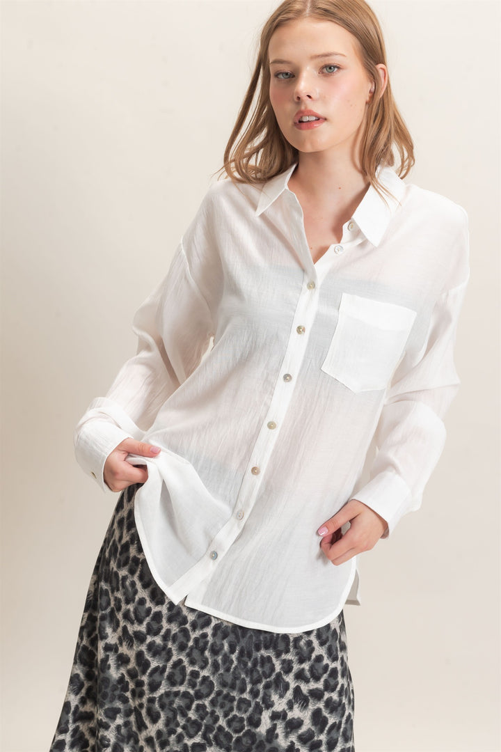 HYFVE Crinkled Button Down Shirt (Off White)