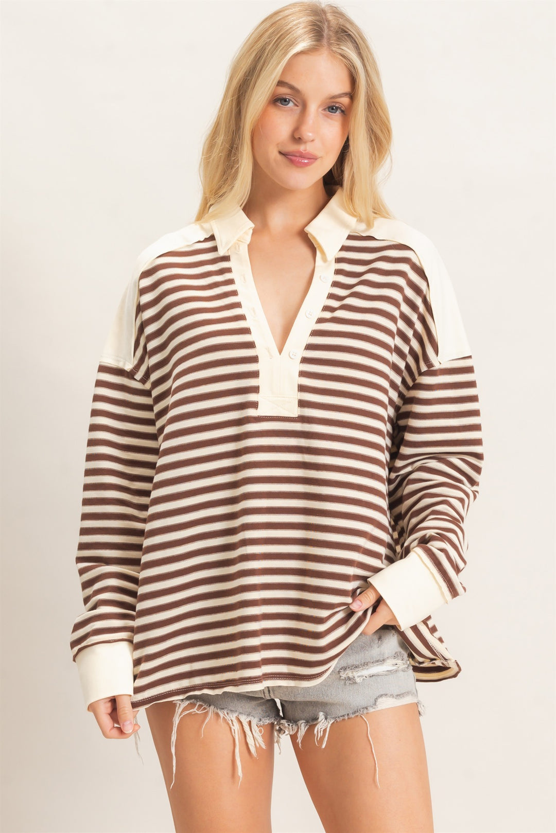 HYFVE Henley Sweatshirt (Chestnut)