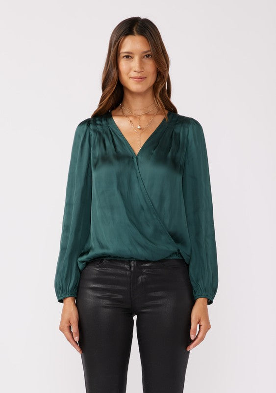 Lovestitch Satin Surplice Blouse (Teal)