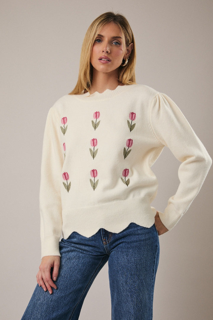Sunday Edition Scalloped Tulip Sweater