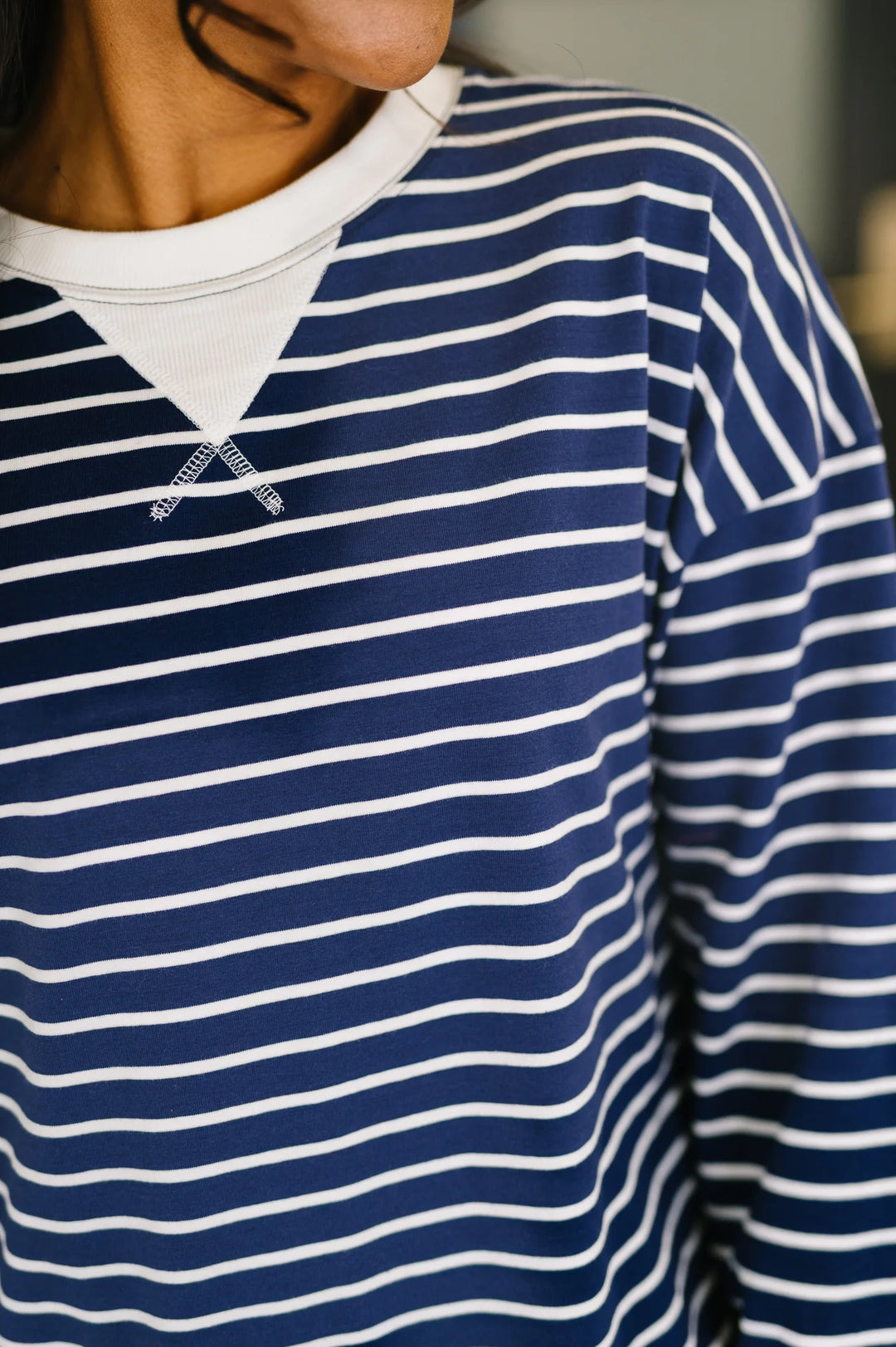 Zen Striped Crewneck (Navy)