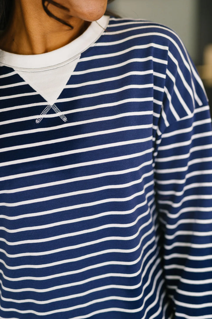 Zen Striped Crewneck (Navy)