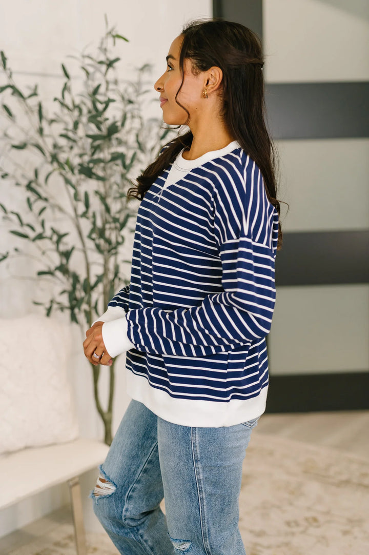 Zen Striped Crewneck (Navy)