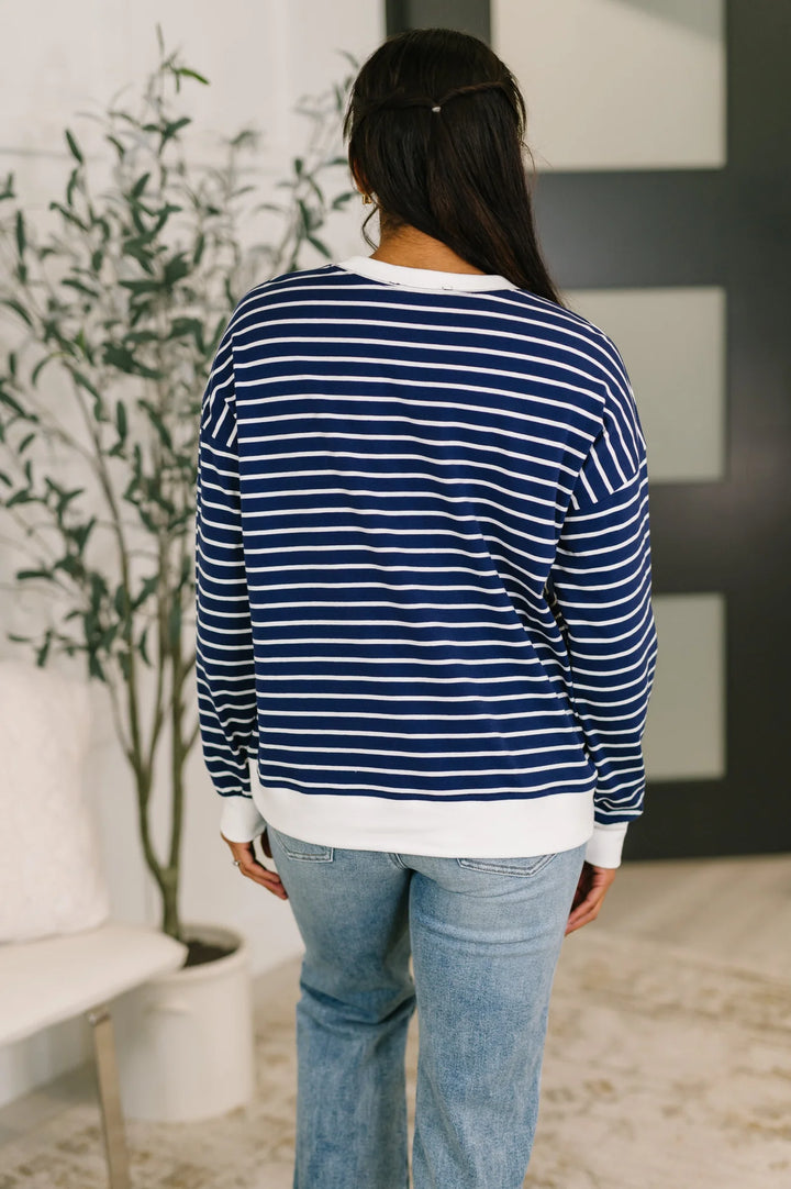 Zen Striped Crewneck (Navy)