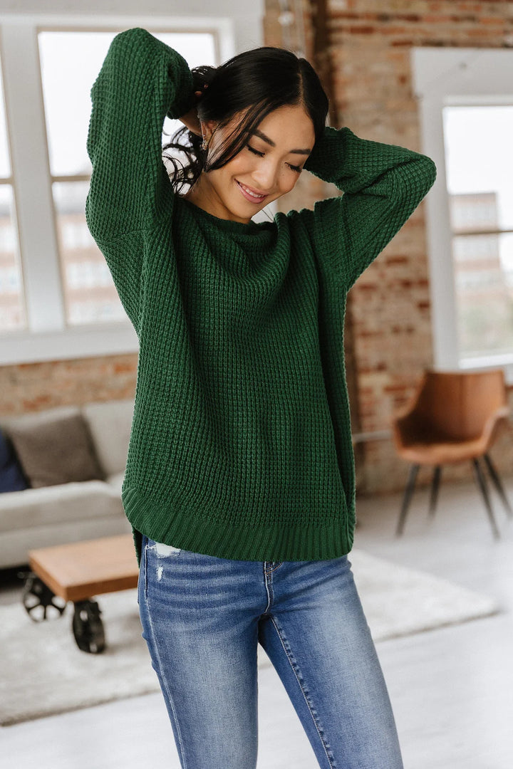 Zen Waffle Sweater (Forest Green)