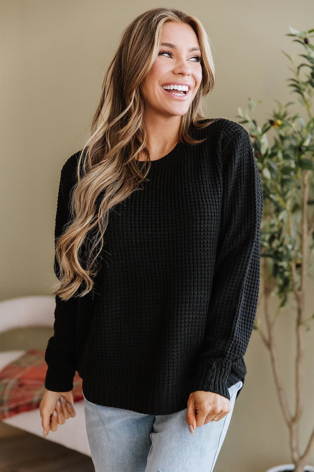 Zen Waffle Sweater (Black)