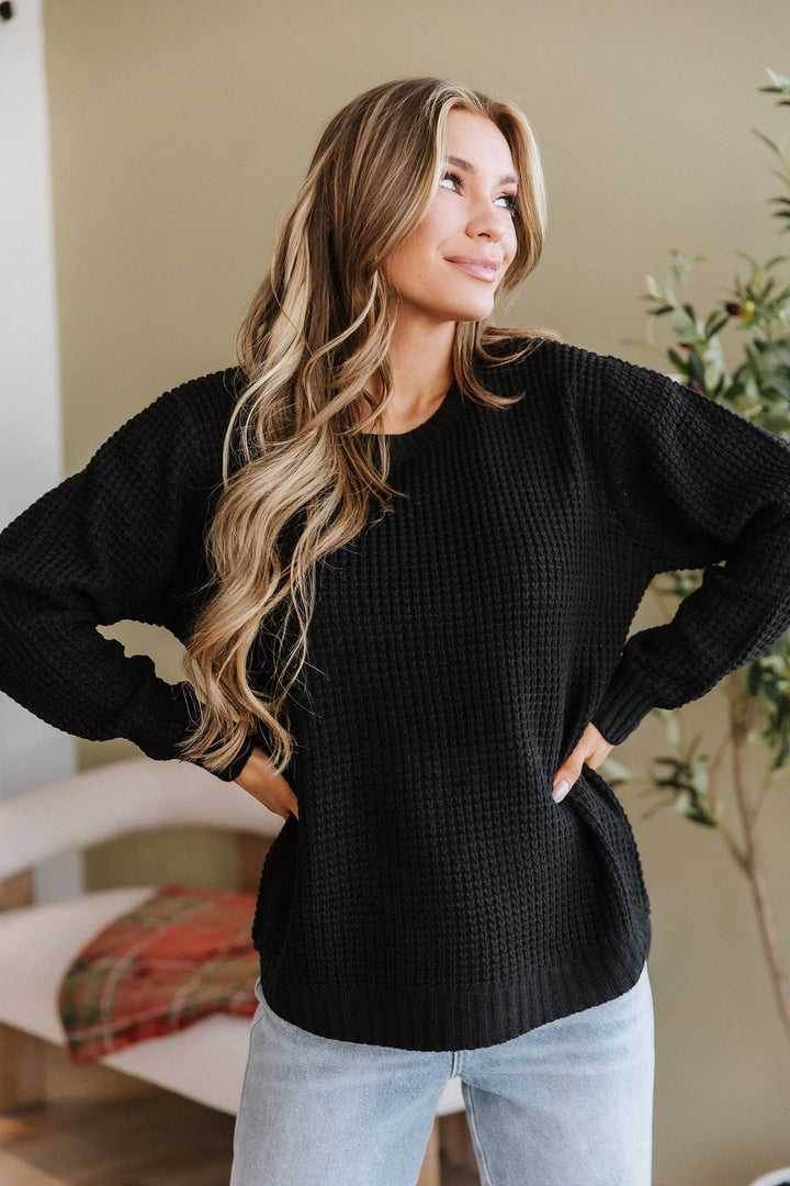 Zen Waffle Sweater (Black)