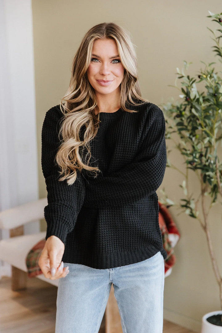 Zen Waffle Sweater (Black)