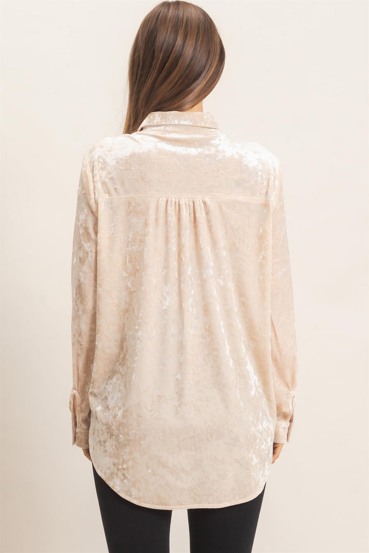 HYFVE Velvet Button Down Shirt (Alpaca)
