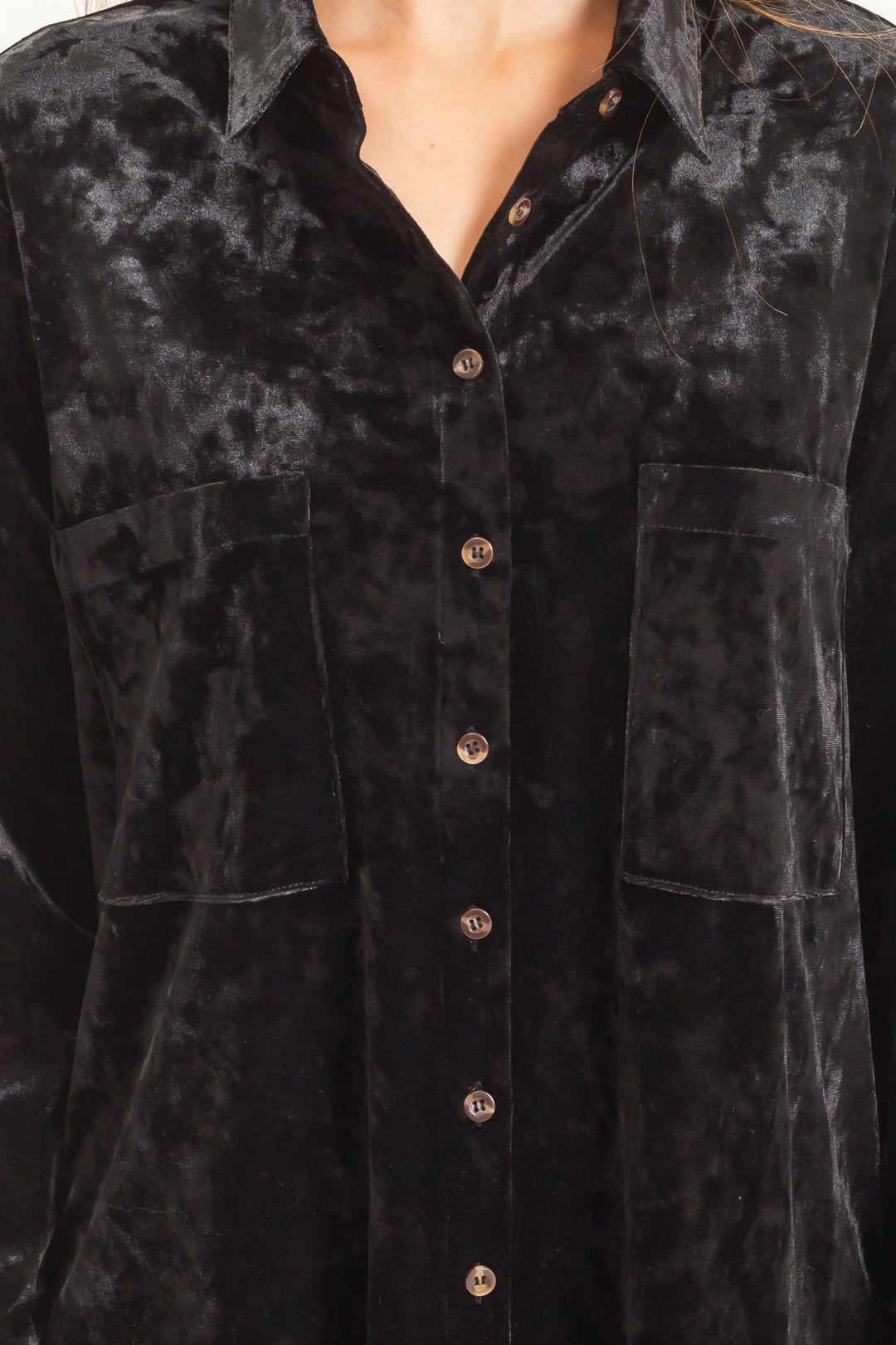 HYFVE Velvet Button Down Shirt (Black)