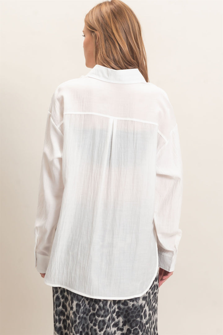 HYFVE Crinkled Button Down Shirt (Off White)