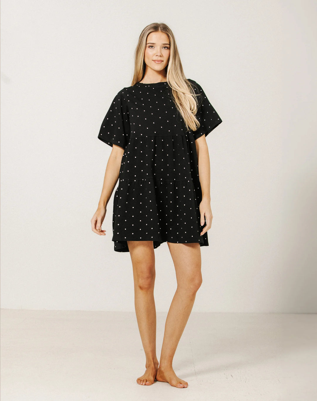 Brunette The Label Tiered T-Shirt Dress (Polka Dot)