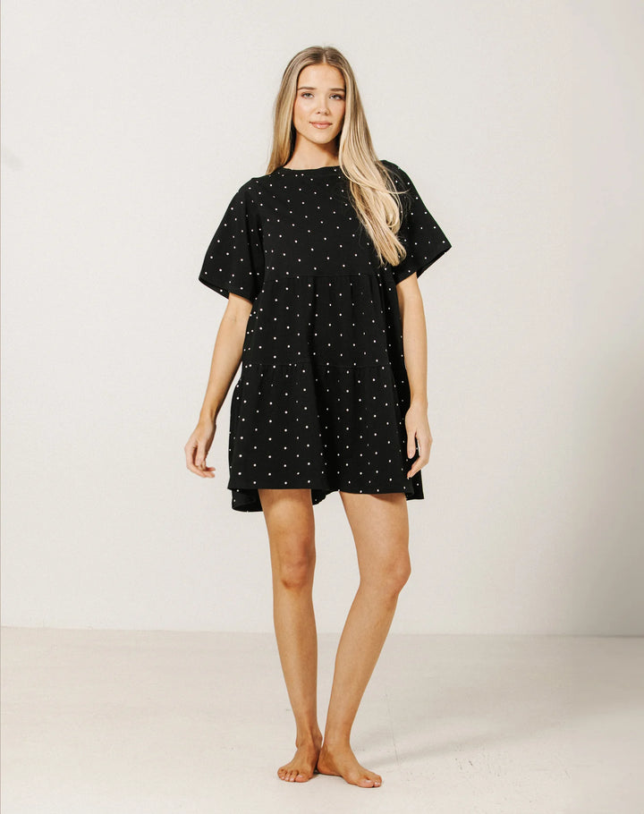 Brunette The Label Tiered T-Shirt Dress (Polka Dot)