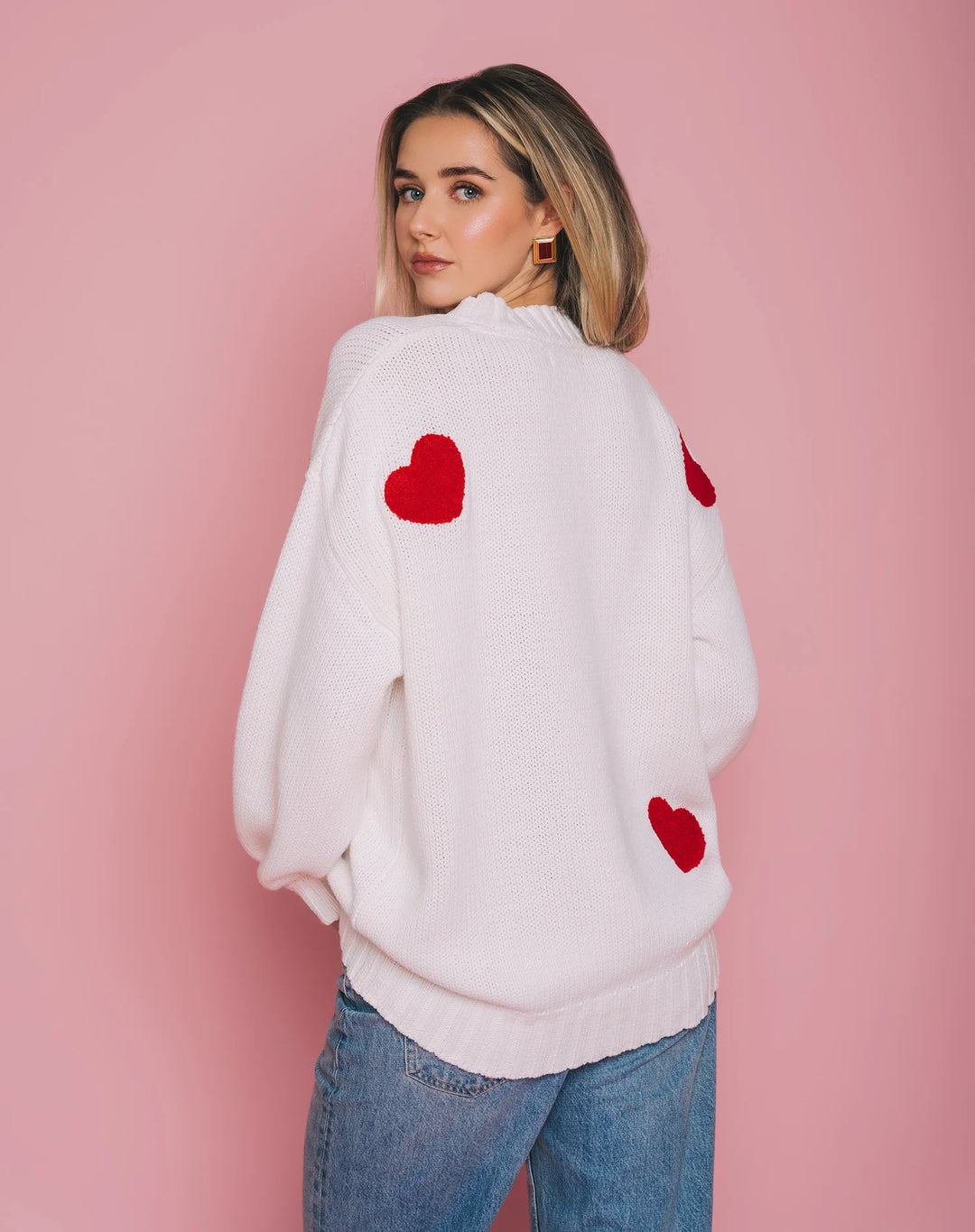 Brunette The Label Oversized Hearts Cardigan