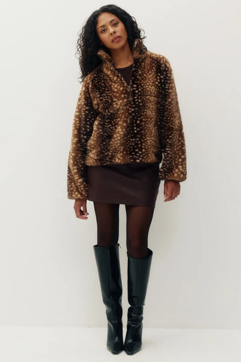 Kuwalla Tachette Faux Fur Half Zip