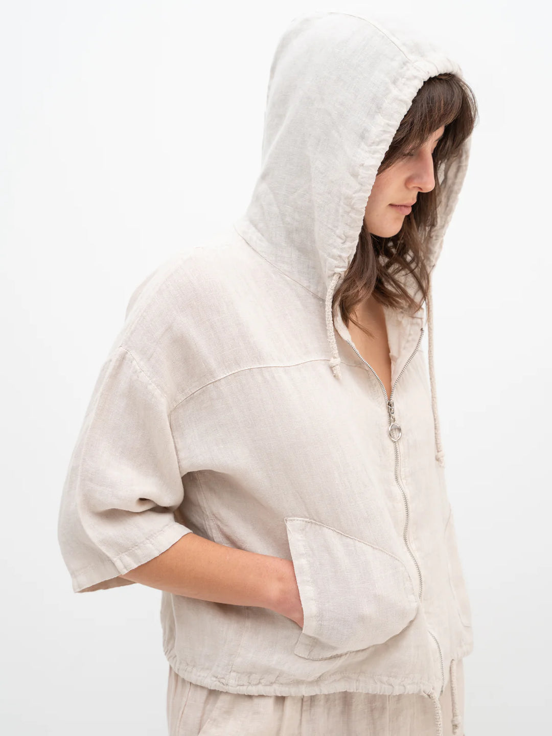 Meo Linen Bomber Jacket (Beige)