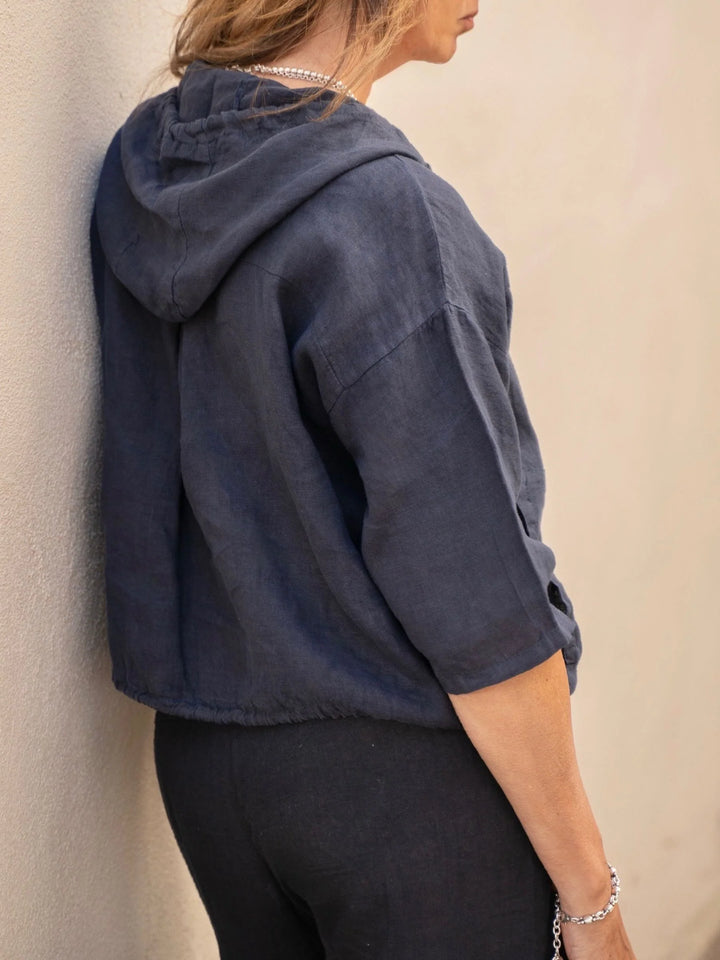 Meo Linen Bomber Jacket (Navy)