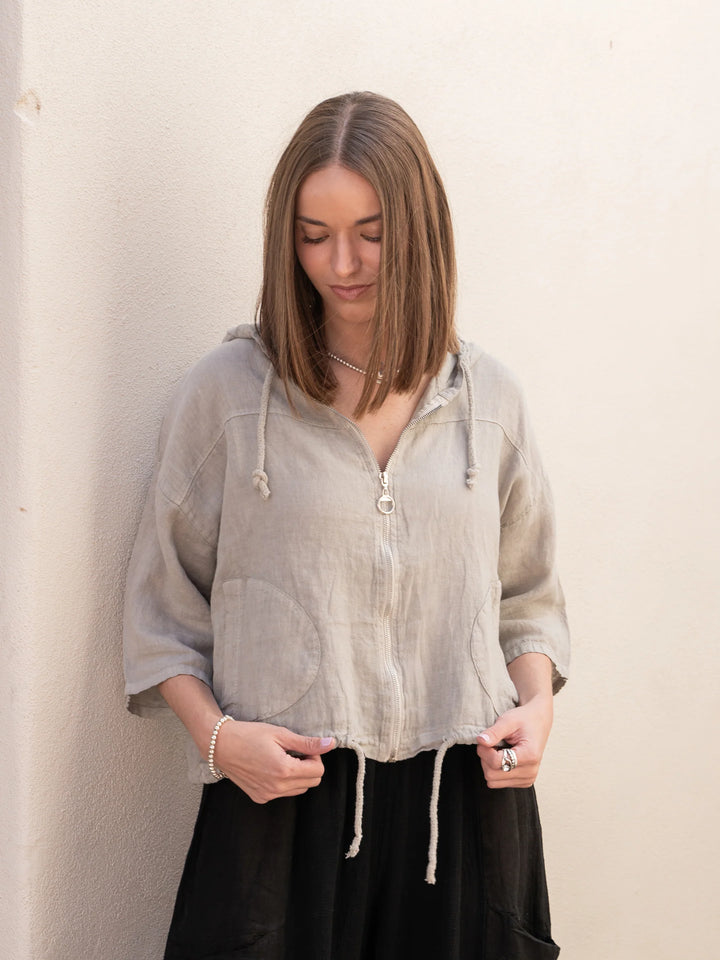 Meo Linen Bomber Jacket (Taupe)