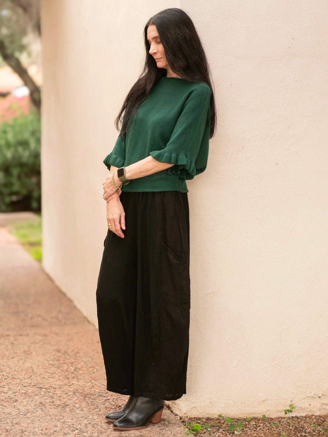 Meo Knit Flutter Sweater (Forest Green)