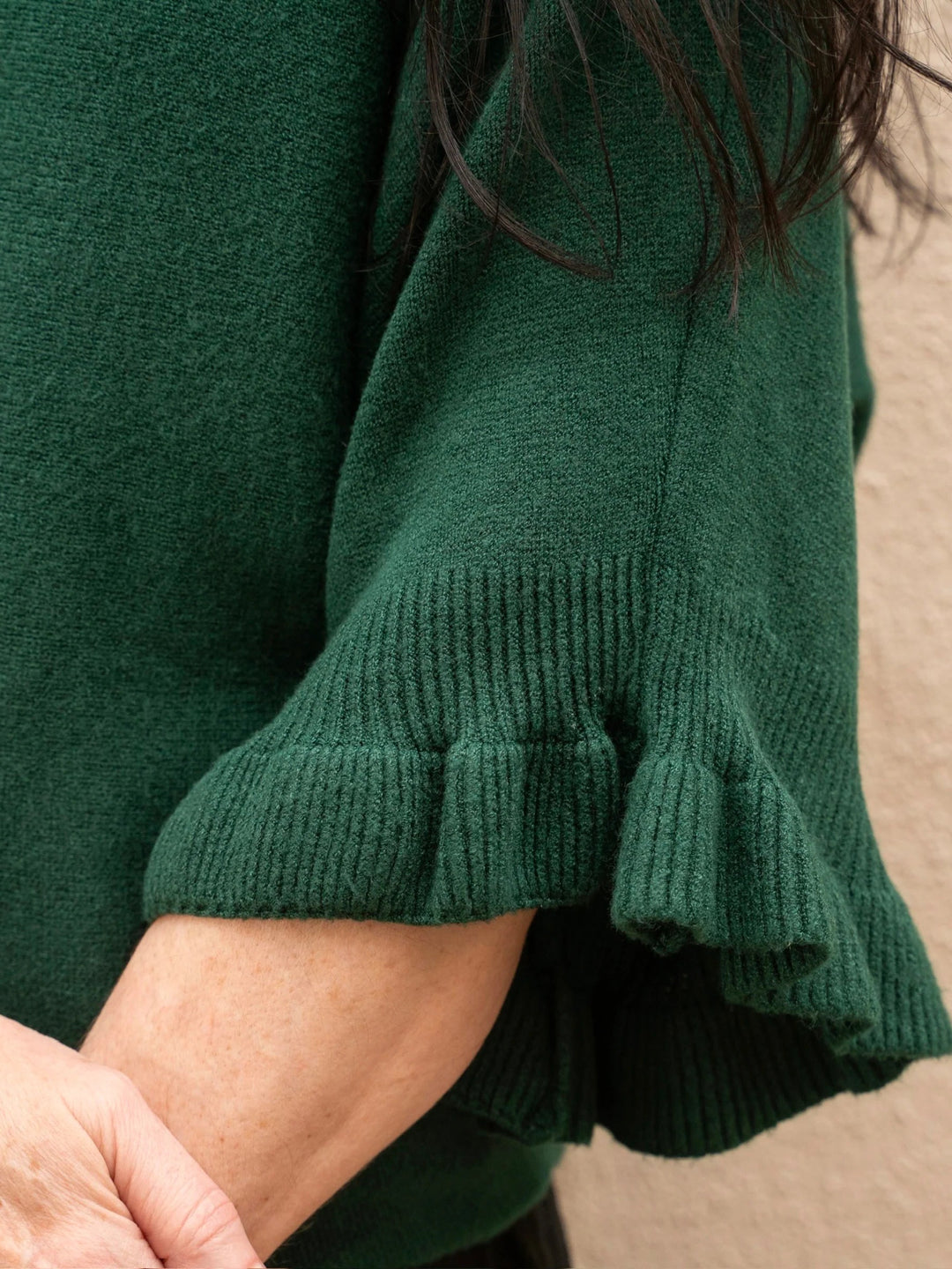 Meo Knit Flutter Sweater (Forest Green)