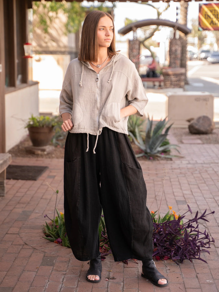 Meo Linen Barrel Pant (Black)