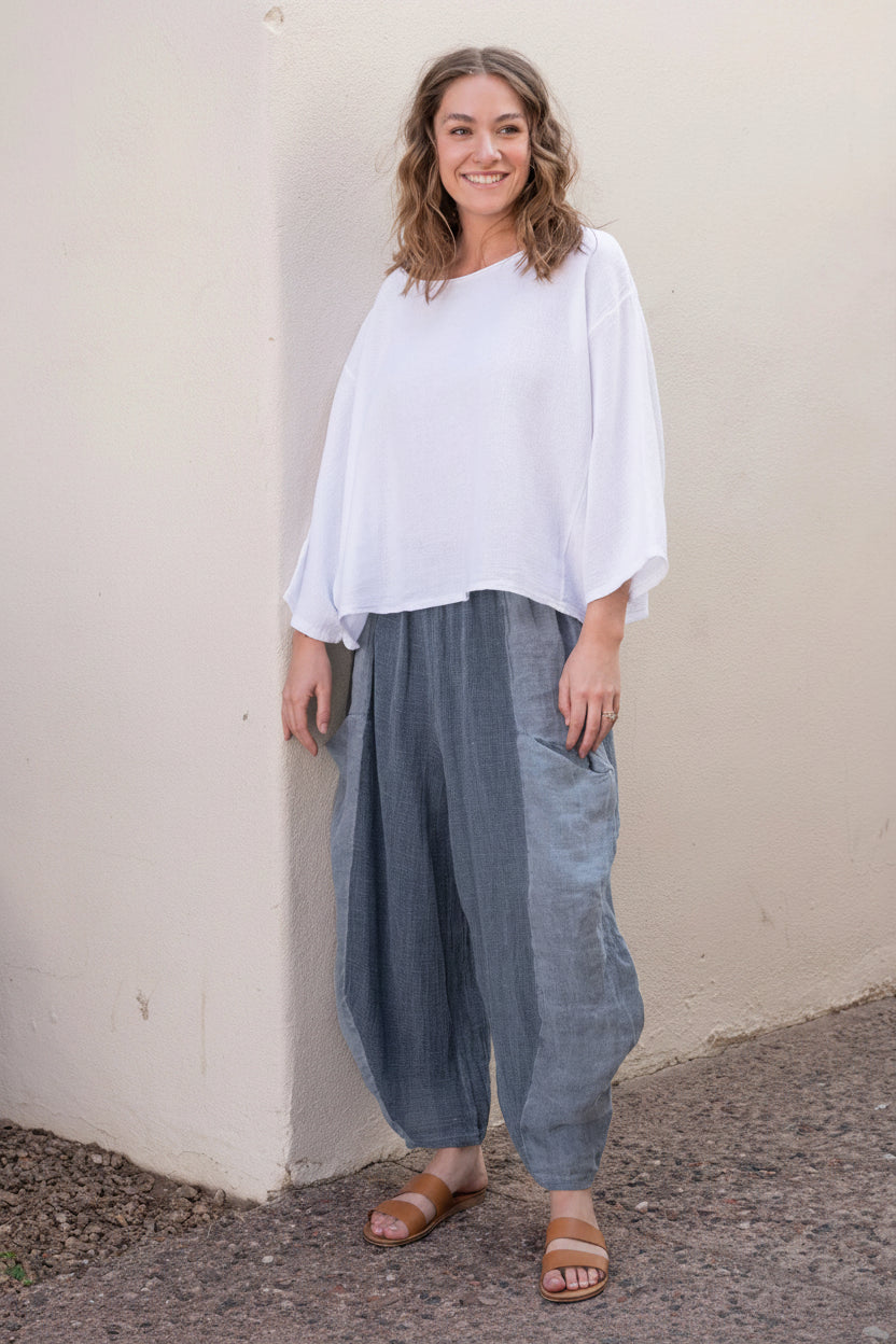 Meo Linen Barrel Pant (Navy)