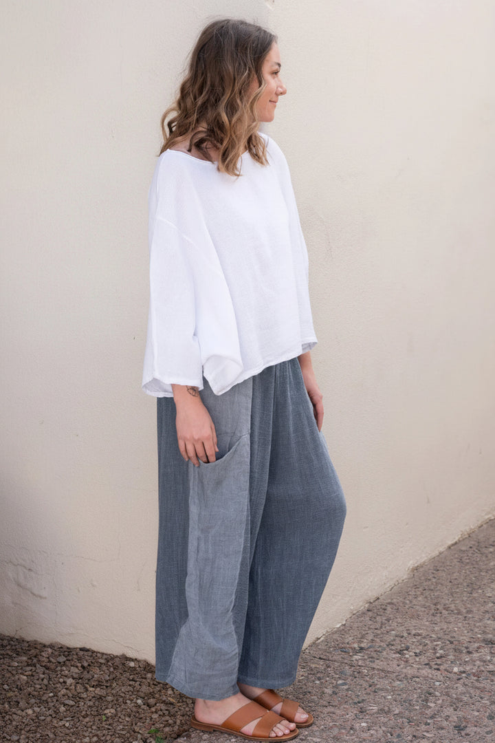 Meo Linen Barrel Pant (Navy)