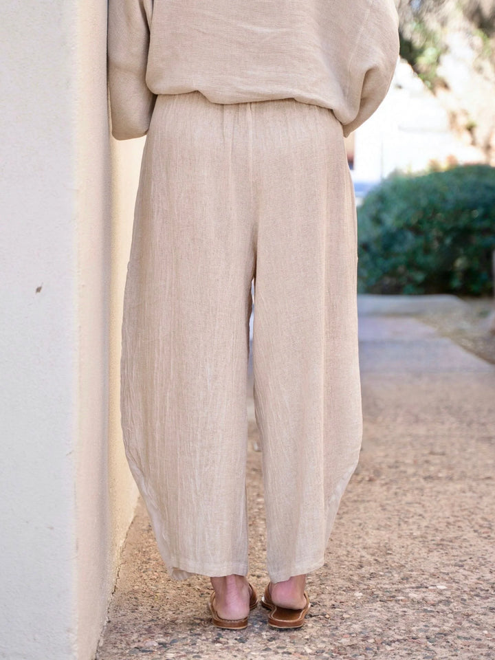 Meo Linen Barrel Pant (Beige)