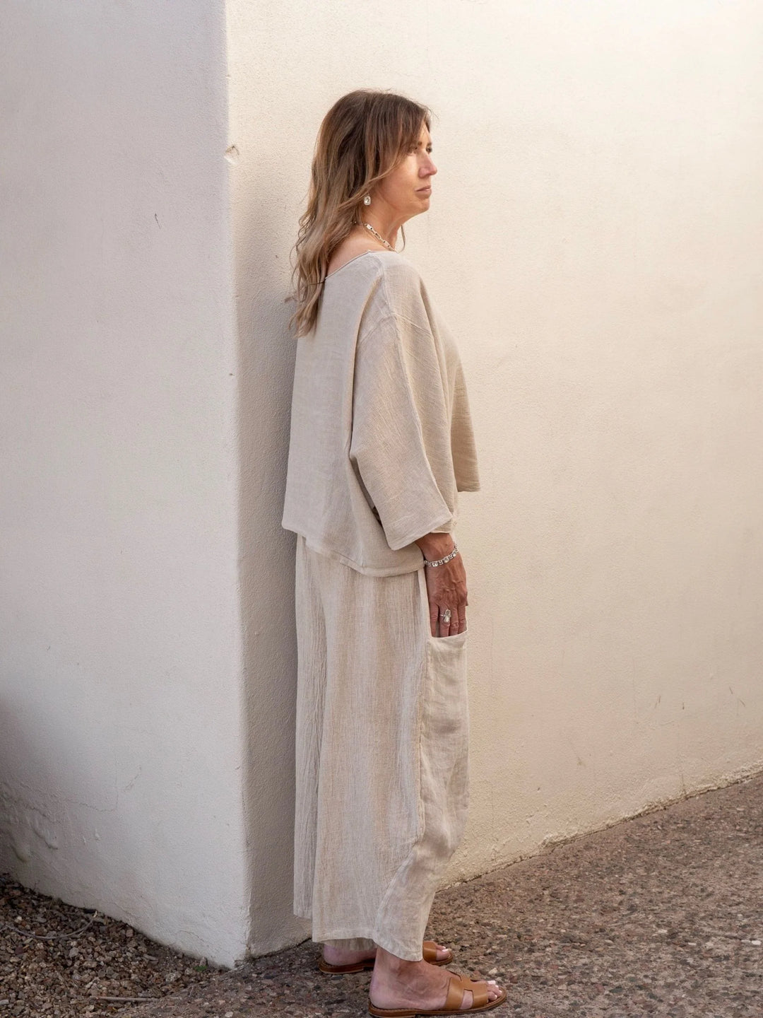 Meo Linen Barrel Pant (Beige)