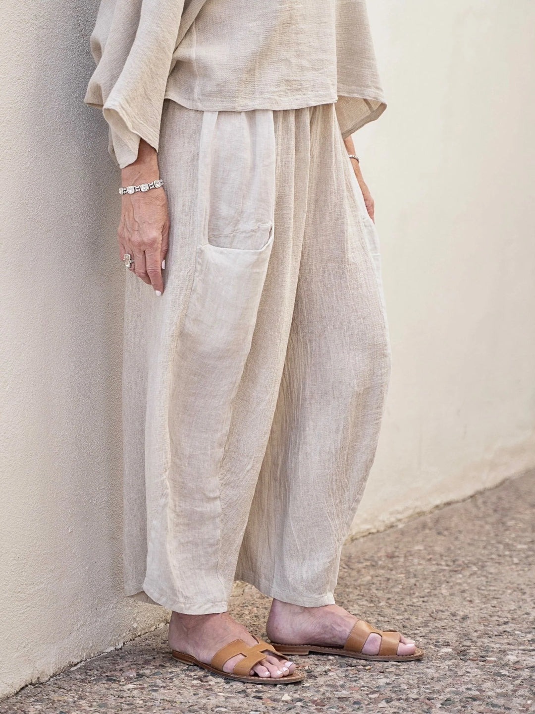 Meo Linen Barrel Pant (Beige)