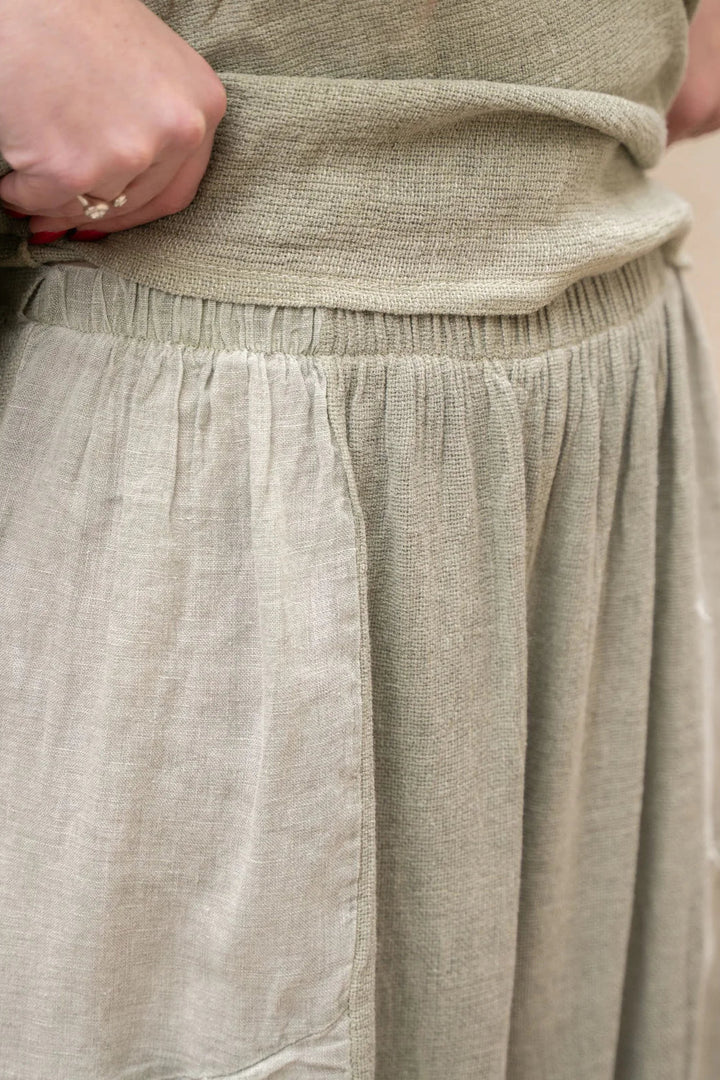 Meo Linen Barrel Pant (Olive)