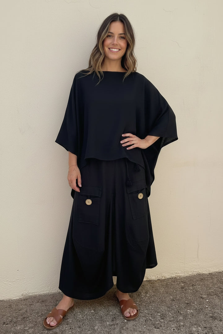 Meo Linen Cargo Skirt (Black)