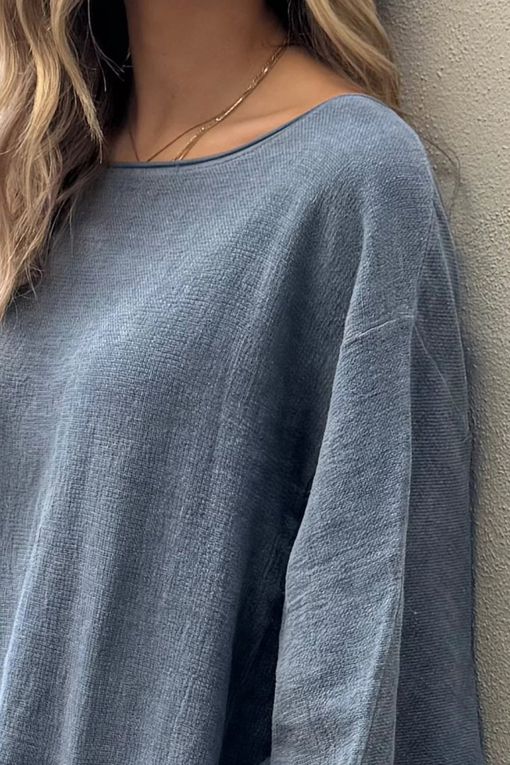 Meo Linen Boxy Dolman Tee (Navy)