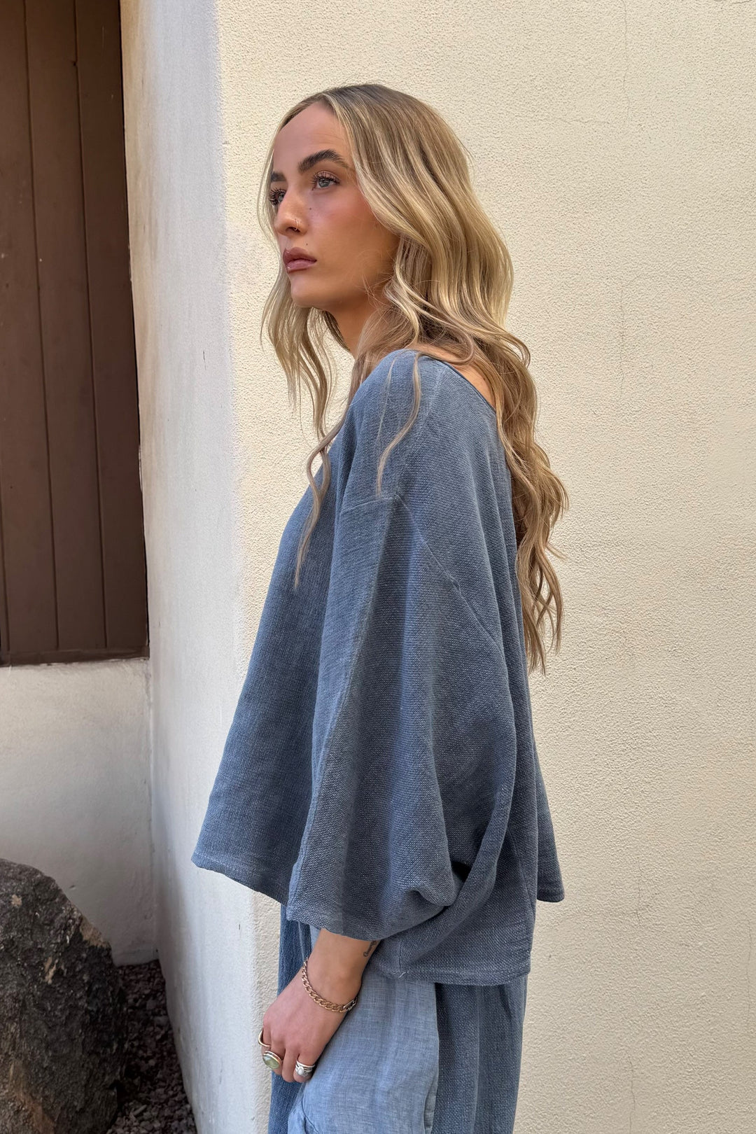 Meo Linen Boxy Dolman Tee (Navy)