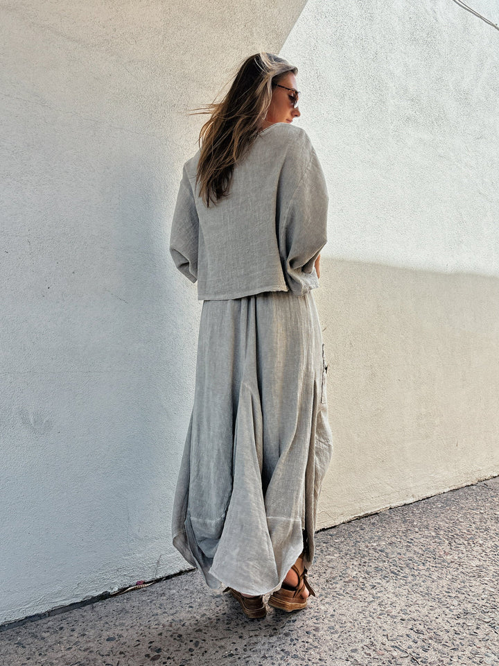 Meo Linen Cargo Skirt (Taupe)