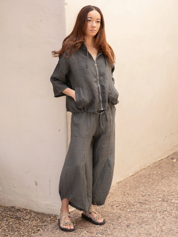 Meo Linen Bomber Jacket (Charcoal)