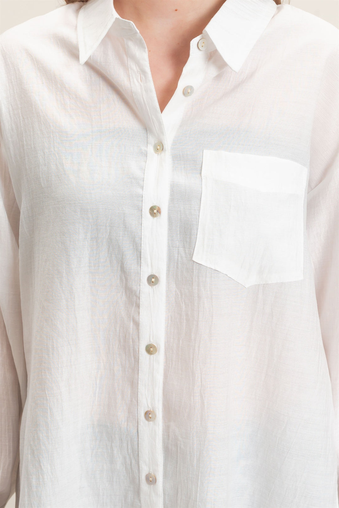 HYFVE Crinkled Button Down Shirt (Off White)