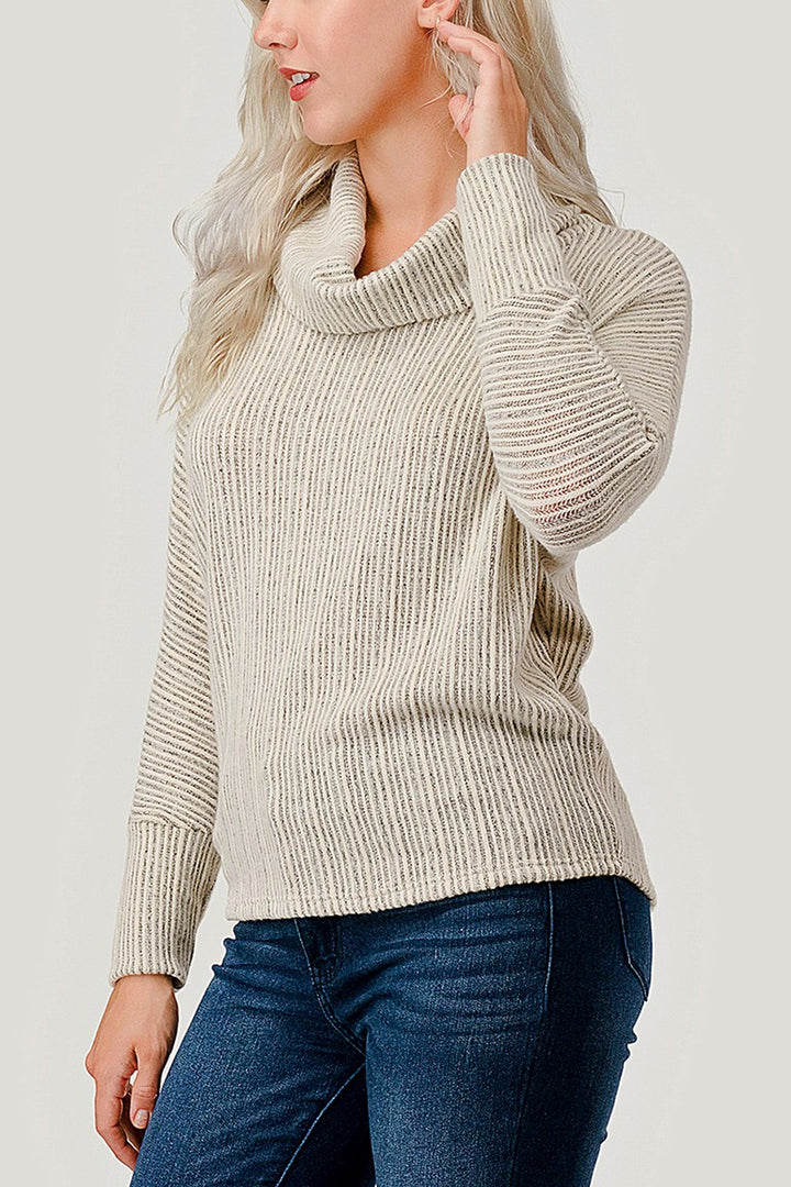 Natural Vibe Ribbed Dolman Sweater (Ivory)