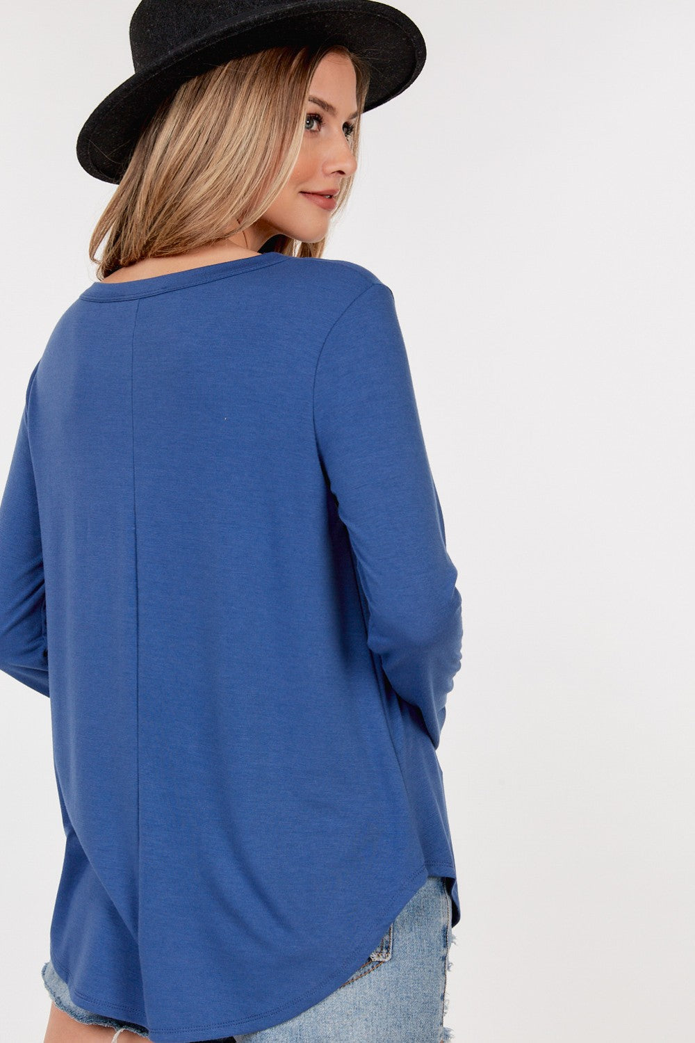 Active Basic Relaxed Long Sleeve Top (Denim)