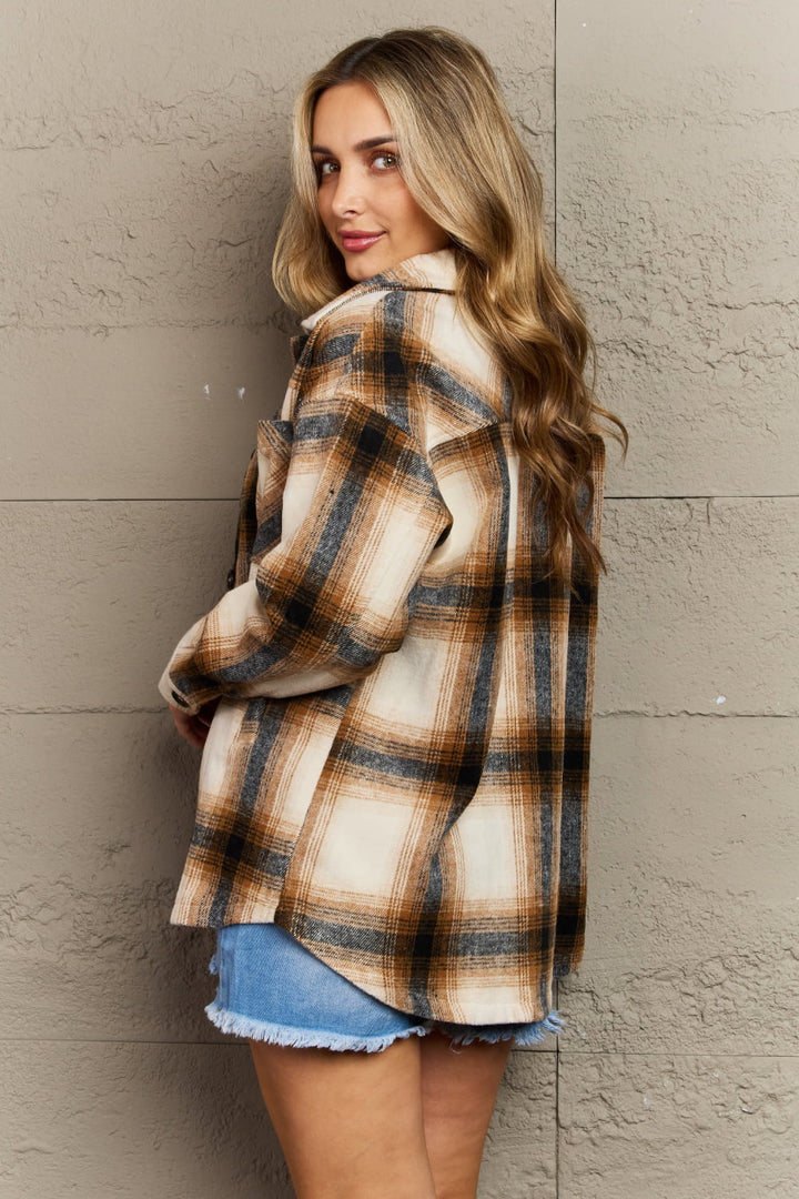 Zen Oversized Plaid Shacket (Camel)