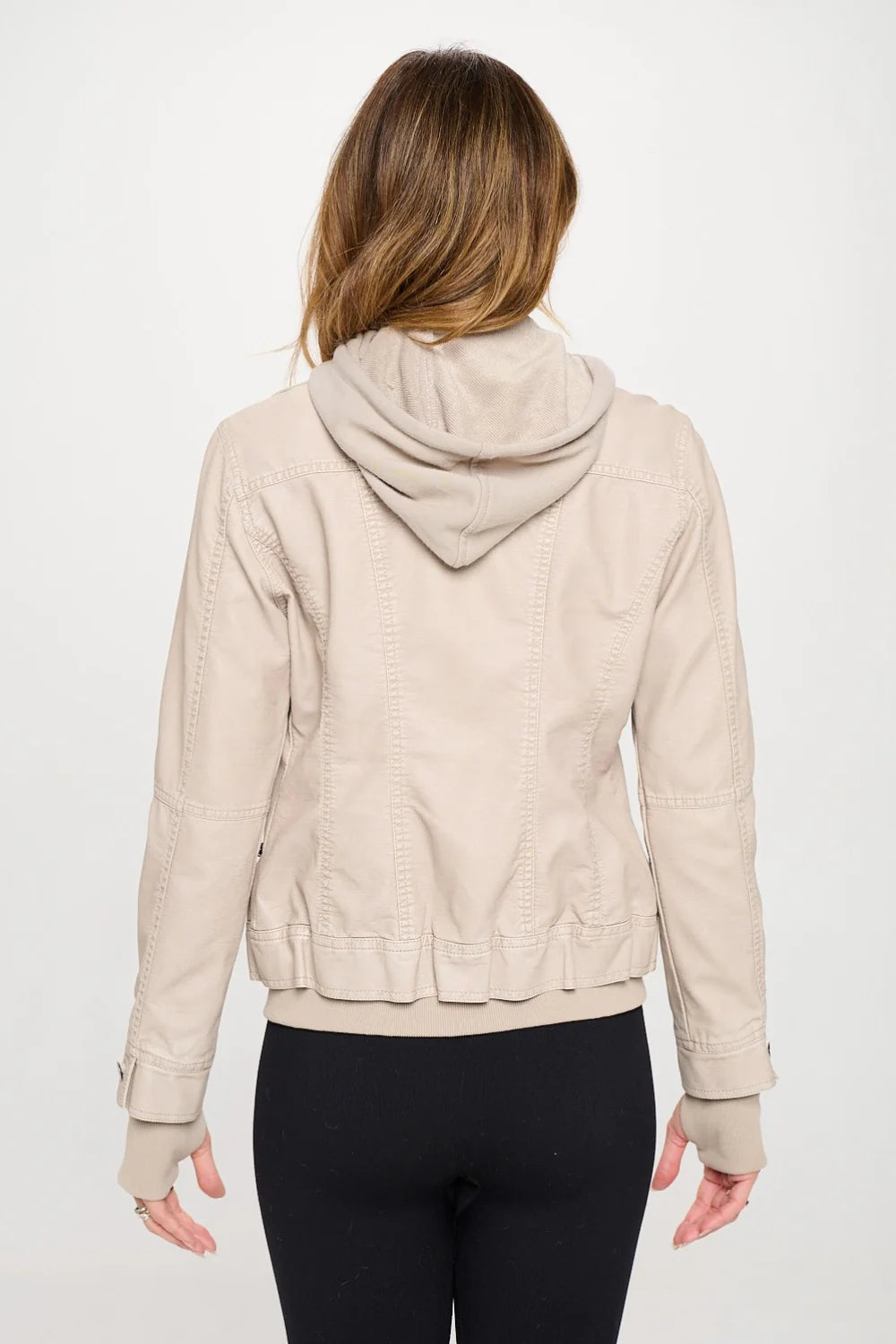 Girl Next Door Vegan Leather Jacket (Cream)