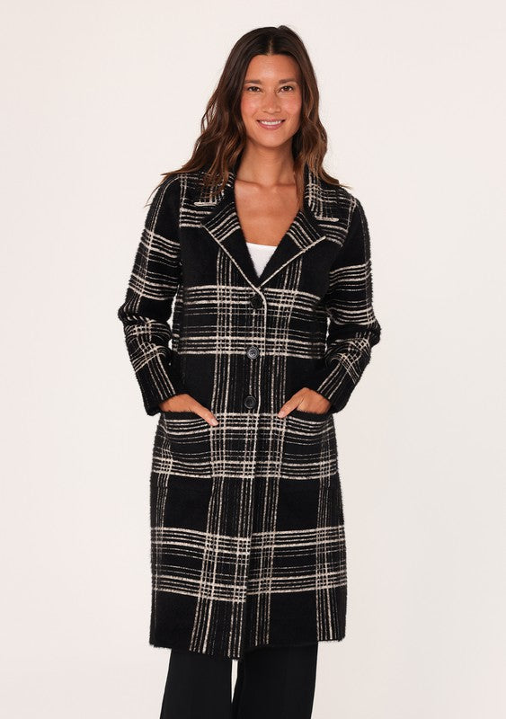 Lovestitch Fuzzy Plaid Jacket (Black/Cream)
