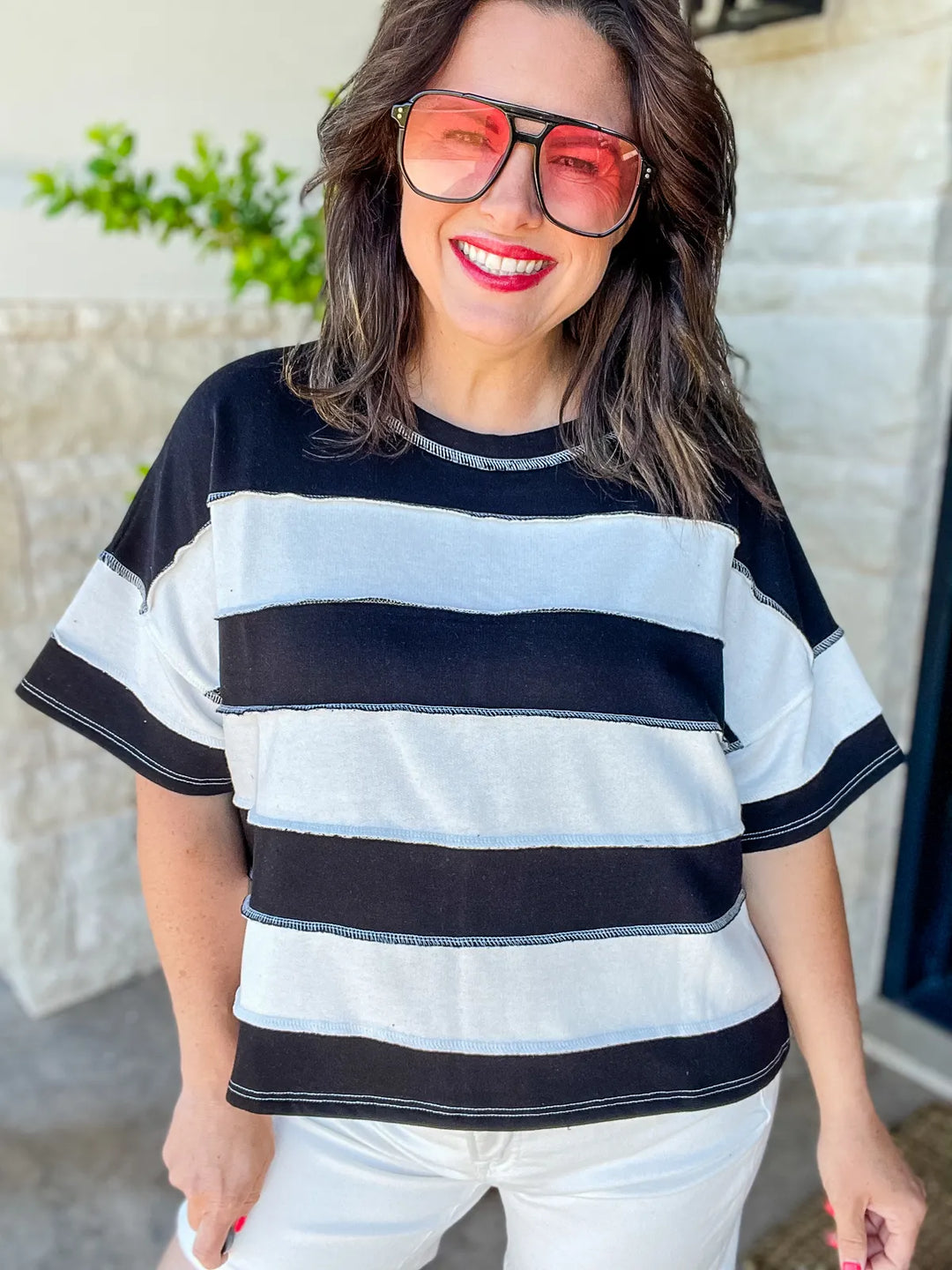 Zen French Terry Colour Block Tee (Black)