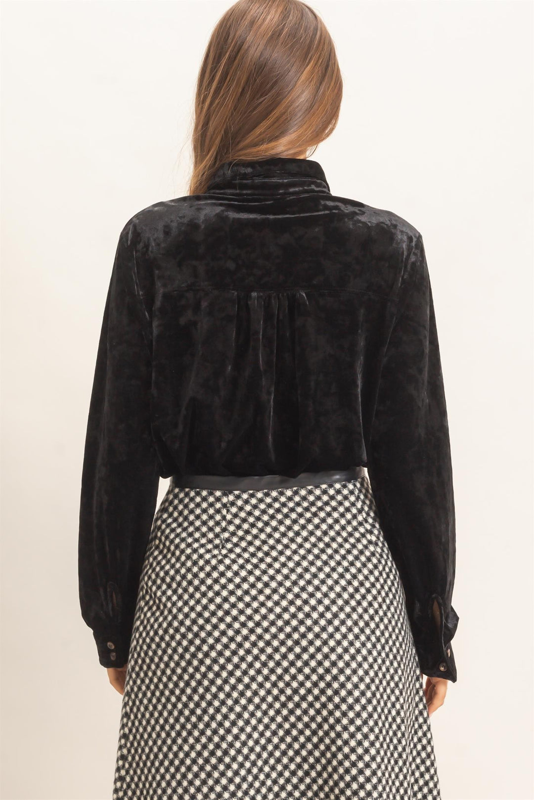 HYFVE Velvet Button Down Shirt (Black)