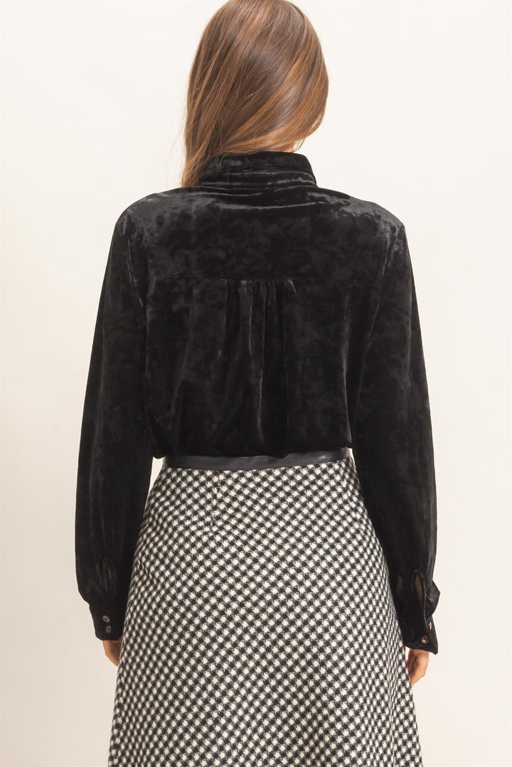 HYFVE Velvet Button Down Shirt (Black)