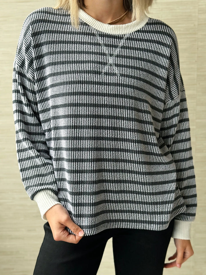 Zen Rib Striped Lounge Set (Black)