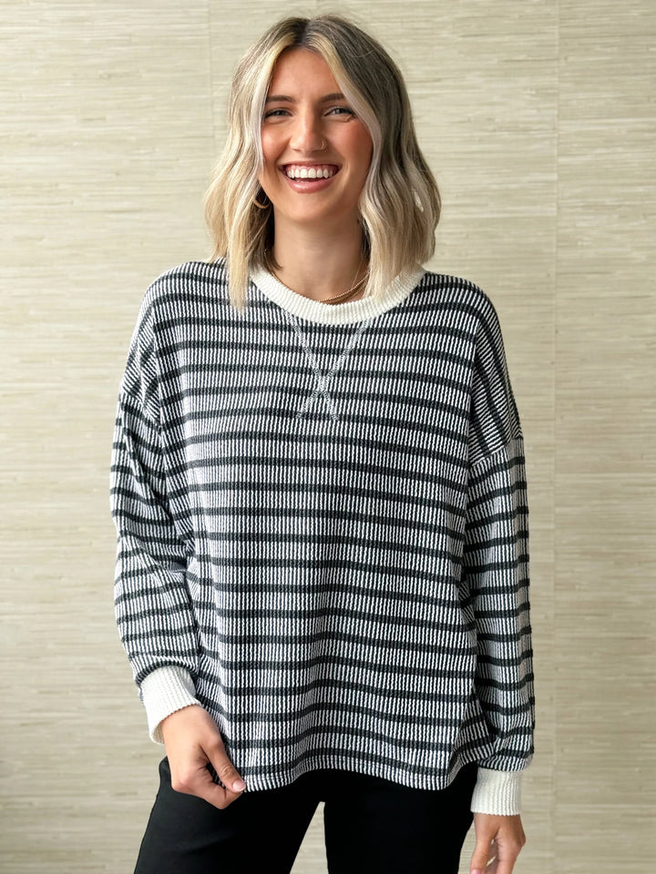 Zen Rib Striped Lounge Set (Black)